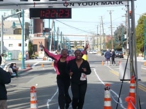 2 women at finish line